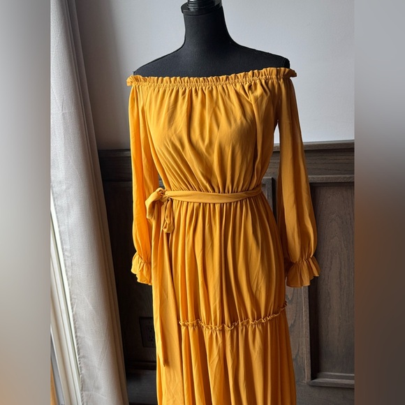 Baltic Born Mustard Off Shoulder Maxi Dress medium - Picture 2 of 7